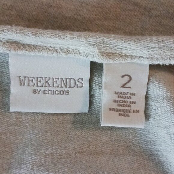 Chico's Weekends Sweater Cream Embellished 3/4 Sleeve Comfy Womens Size M - Picture 7 of 9